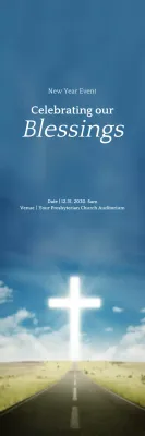 convite azul para evento espiritual