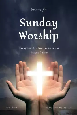 Navy Traditional Worship Announcement Poster