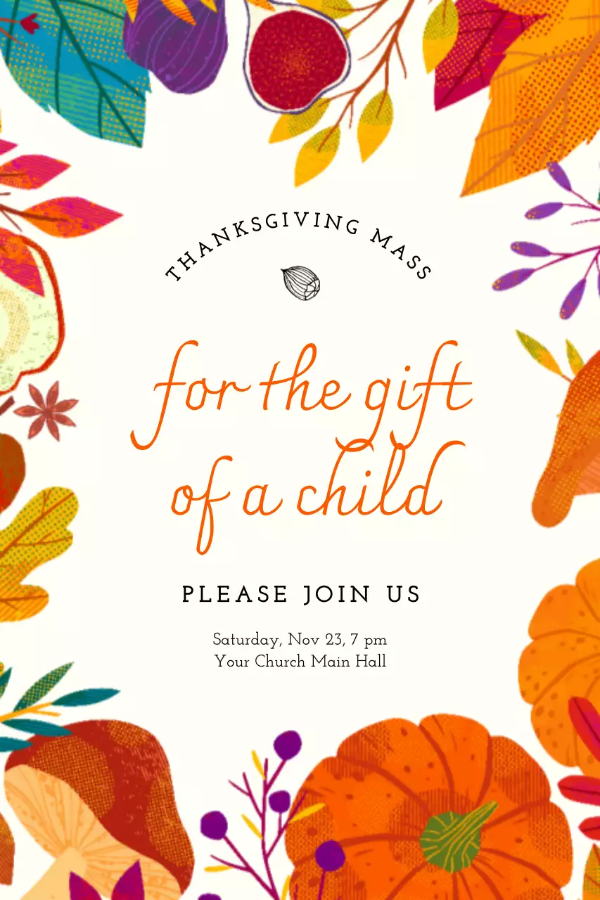 Orange Traditional Thanksgiving Event Poster