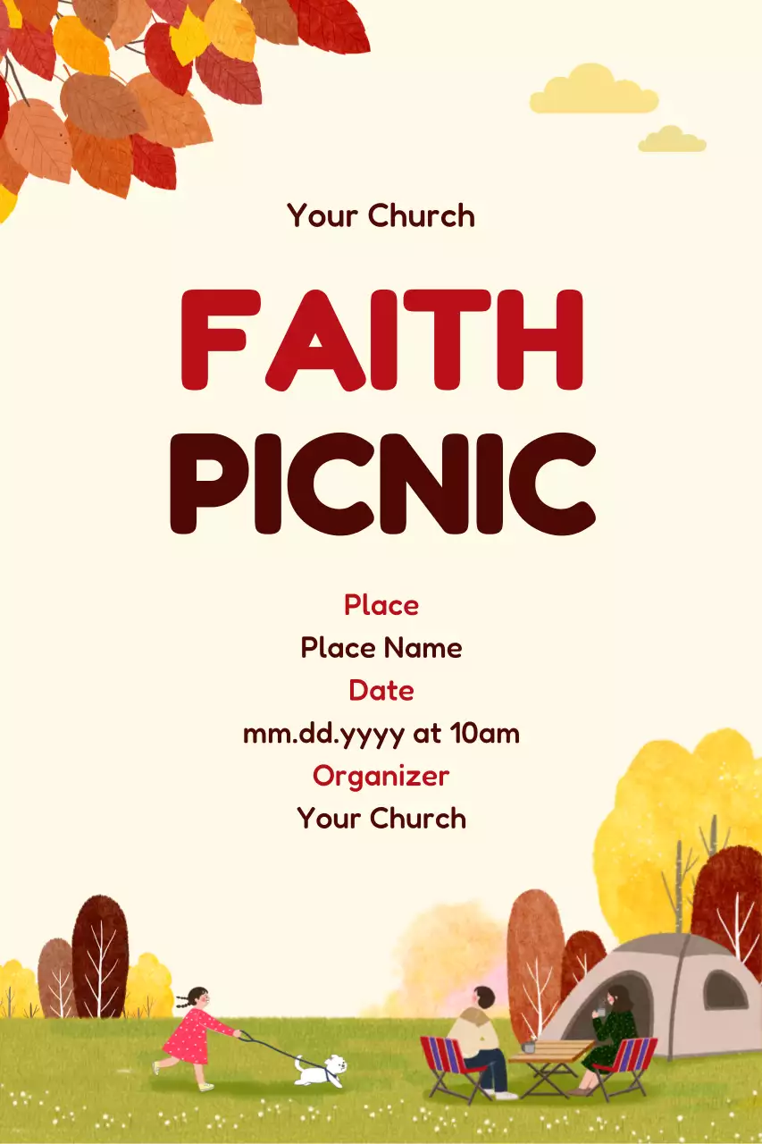 Beige Simple Picnic Announcement Poster