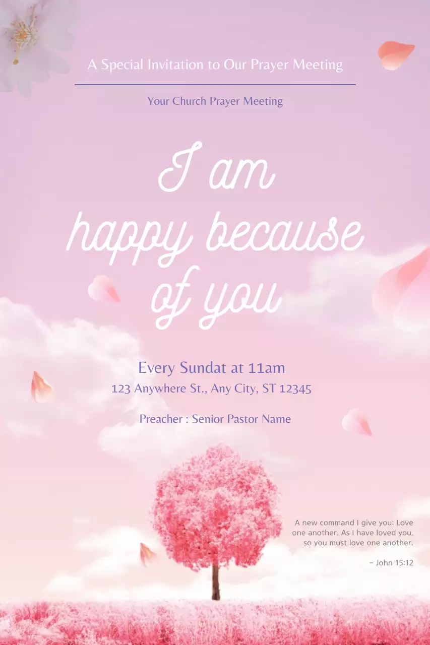 Pink Elegant Prayer Invitation Poster
