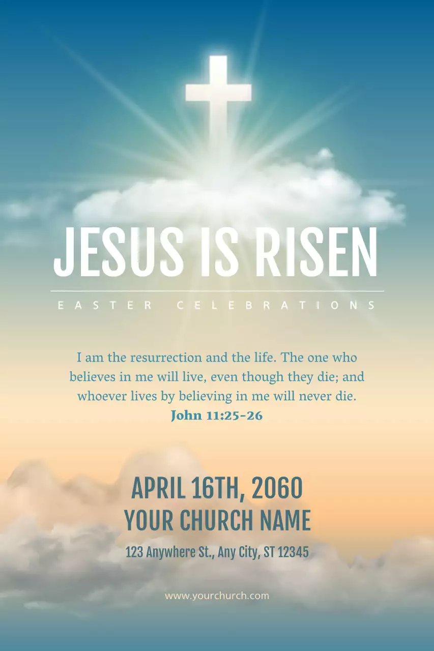 Blue Minimal Easter Announcement Poster