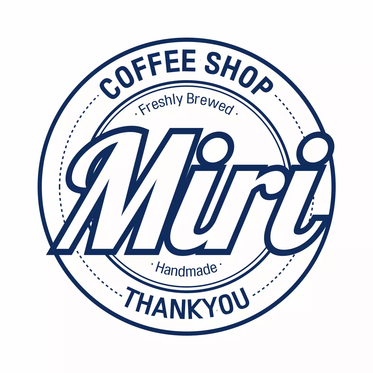 青 シンプル コーヒーショップ ステッカー テキスト