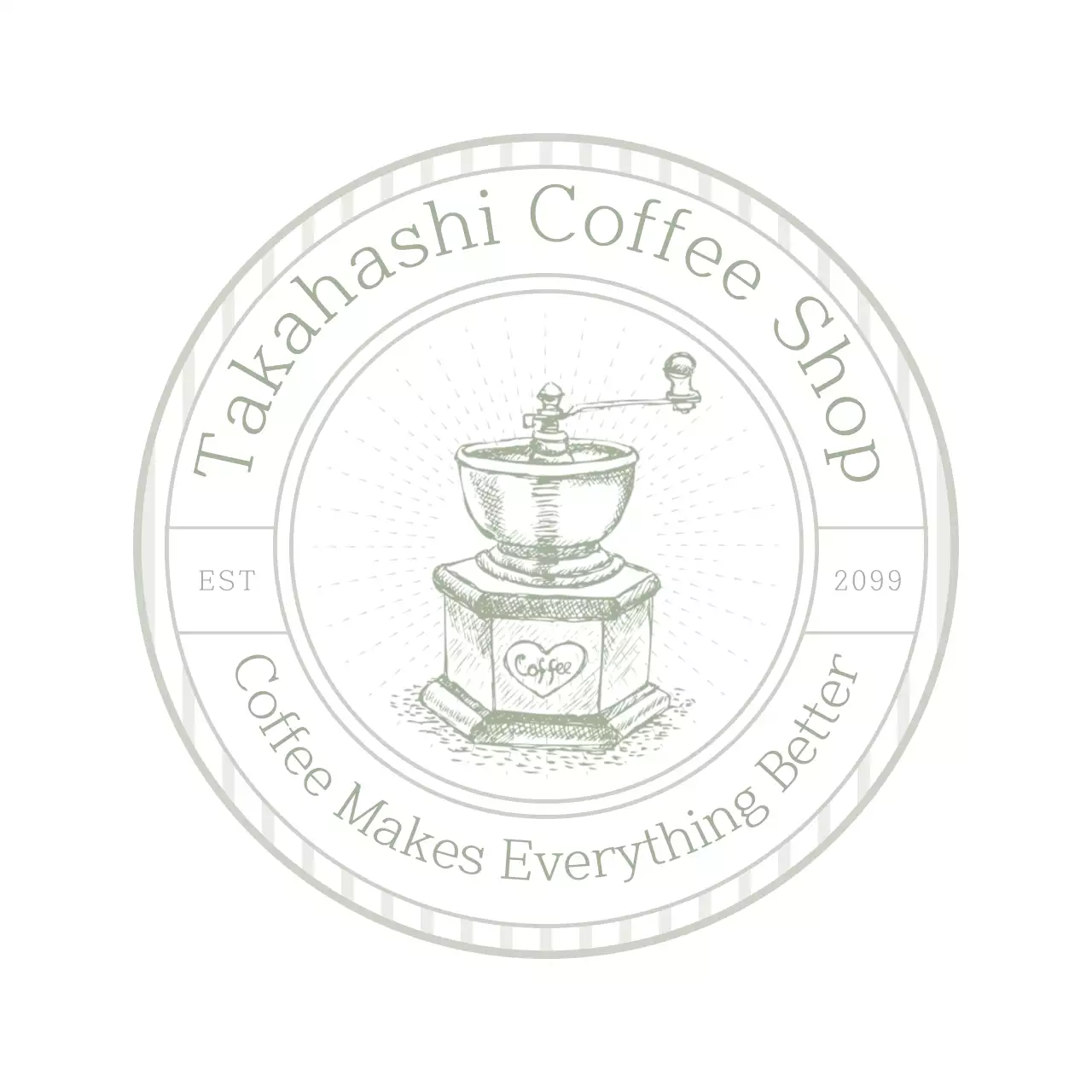 グレー クラシック カフェ ステッカー イラストテキスト