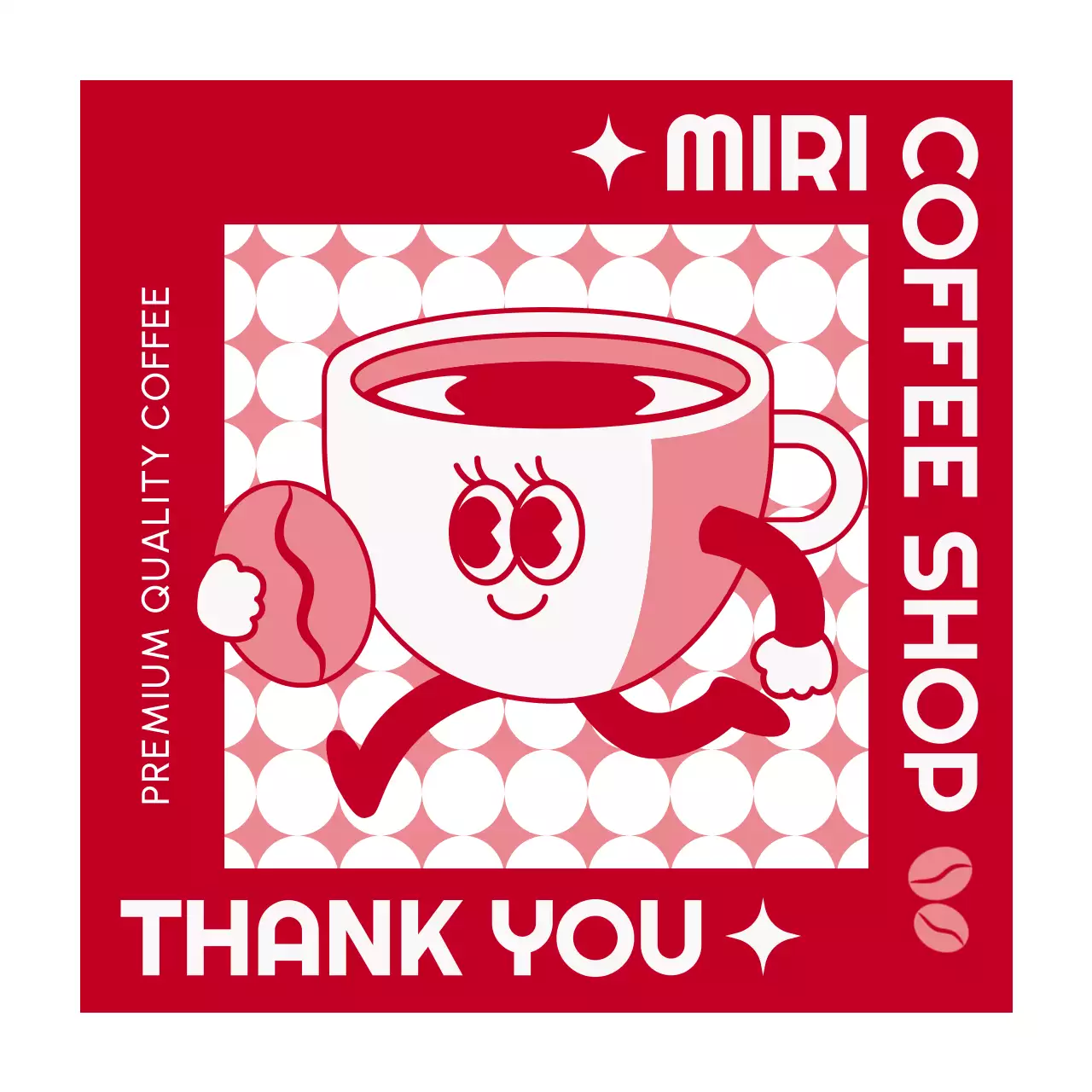 赤 かわいい コーヒーショップ シール キャラクター