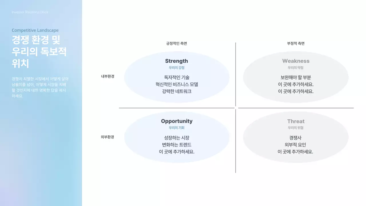 하늘색 깔끔 투자 자료 설명 IR
