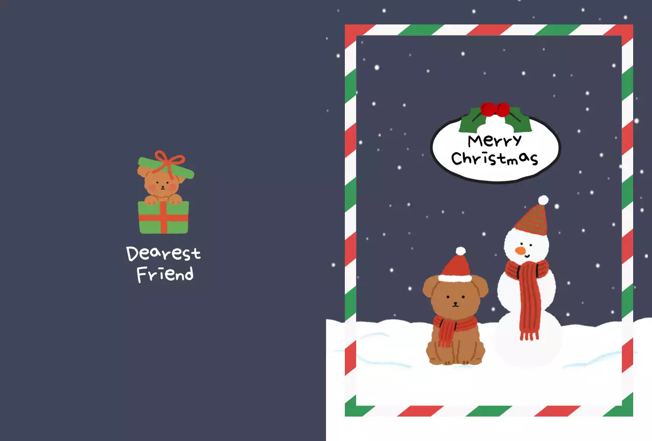 네이비 아기자기한 크리스마스 엽서