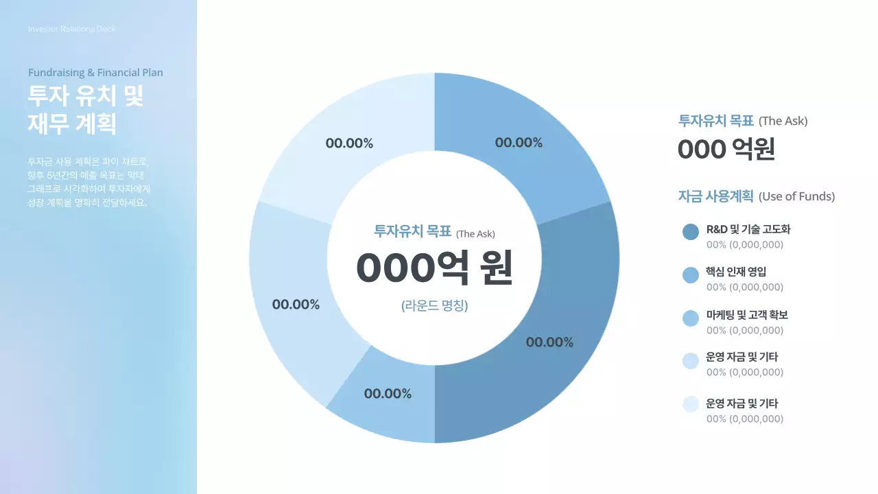 하늘색 깔끔 투자 자료 설명 IR
