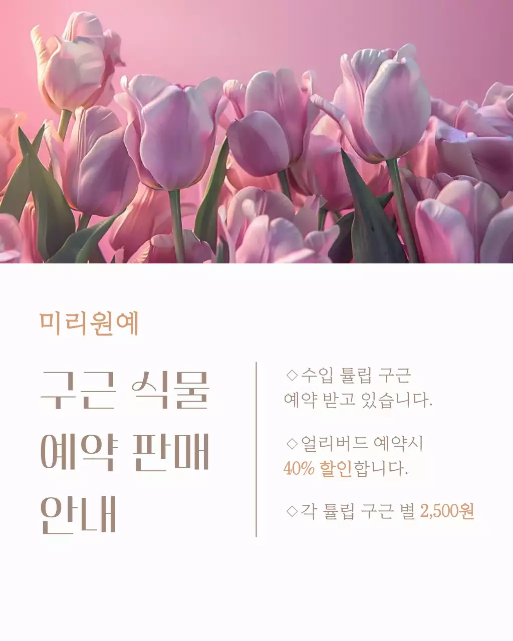 핑크 심플 식물 예약 안내