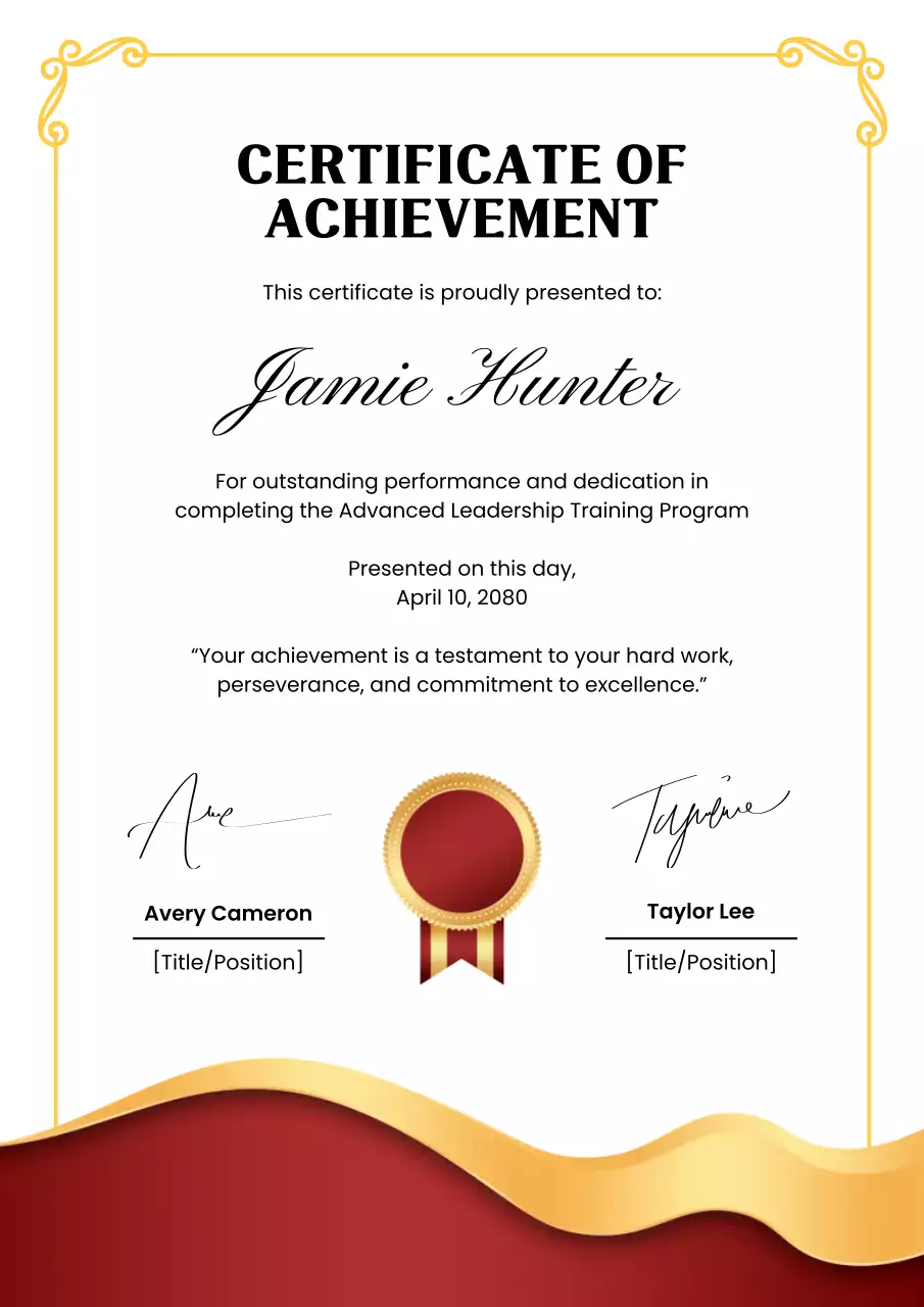 Gold Elegant Certificate of Achievement