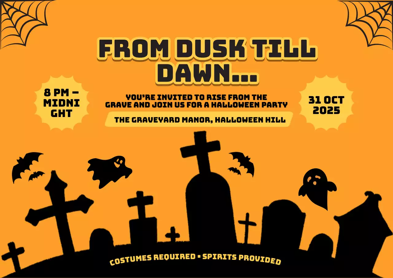 Traditional Black-and-Orange Halloween Event Promotion