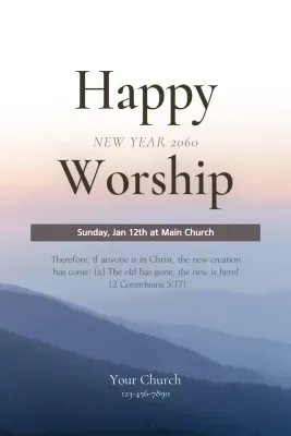 Beige Elegant Worship Invitation Poster