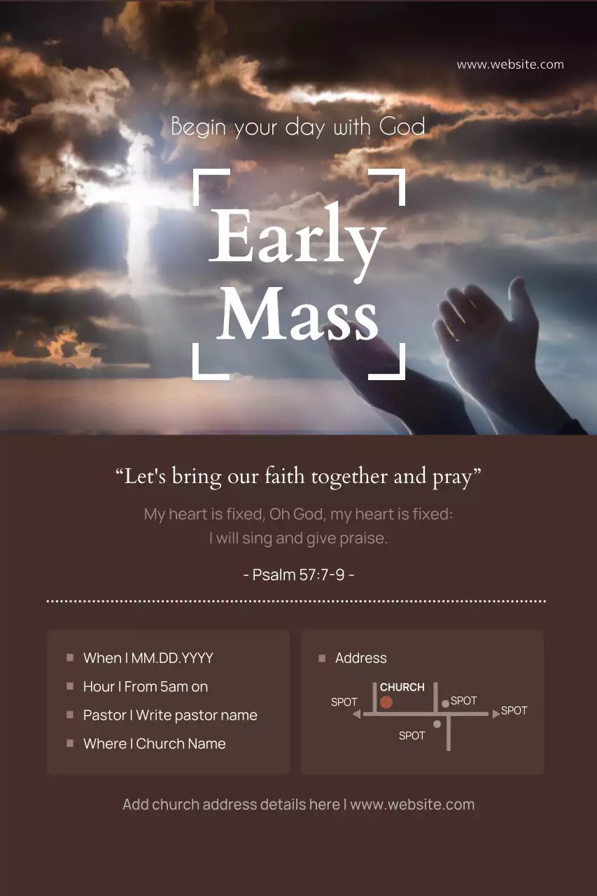 Brown Traditional Mass Announcement Poster