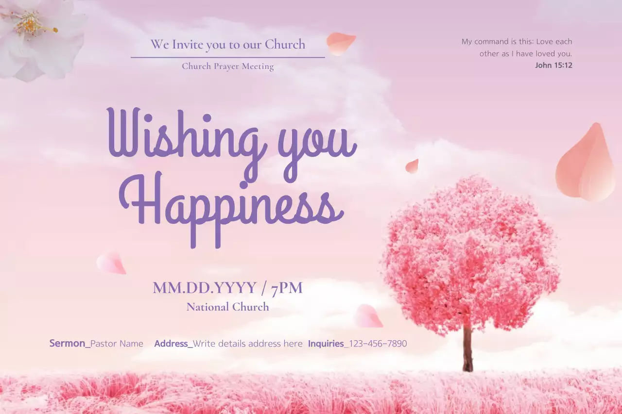 Pink Minimal Prayer Invitation Poster