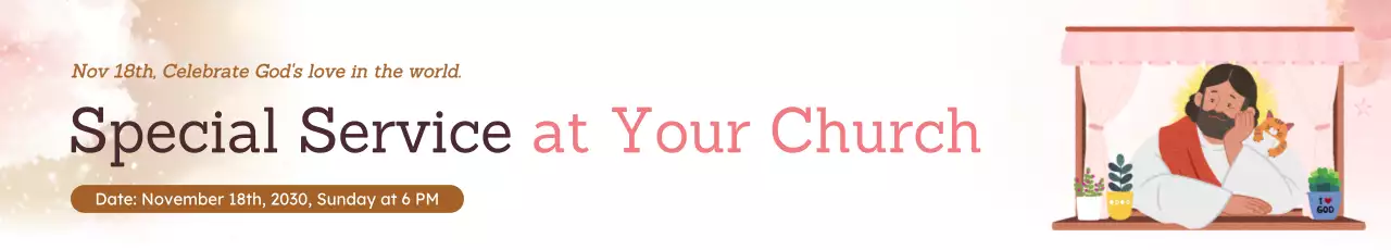 anúncio tradicional rosa da igreja