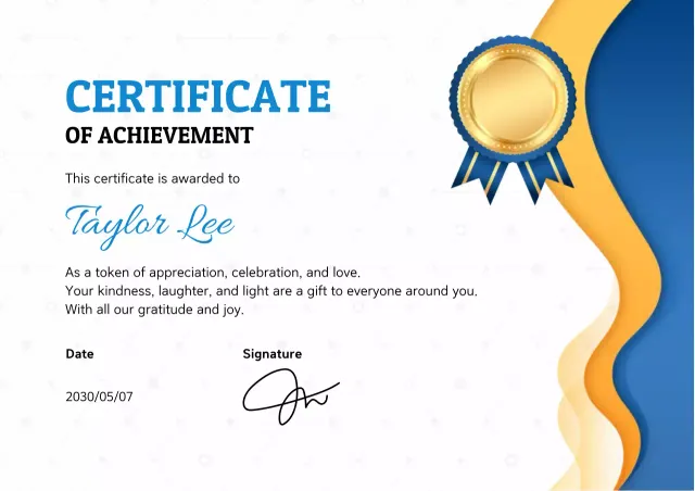 Sertifikat Prestasi Klasik Biru