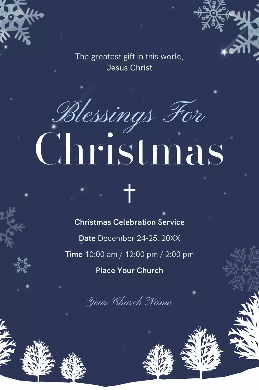 Navy Classic Christmas Invitation Poster