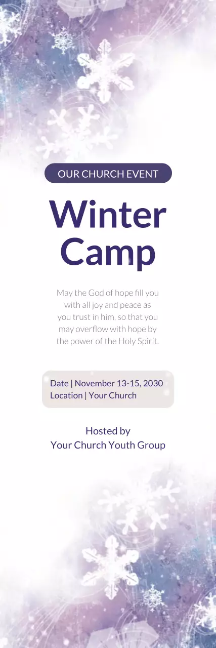 anúncio de evento de inverno roxo elegante