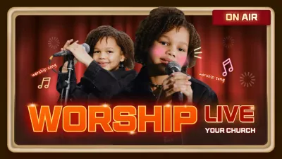 Red Retro Worship Announcement YouTube Thumbnail