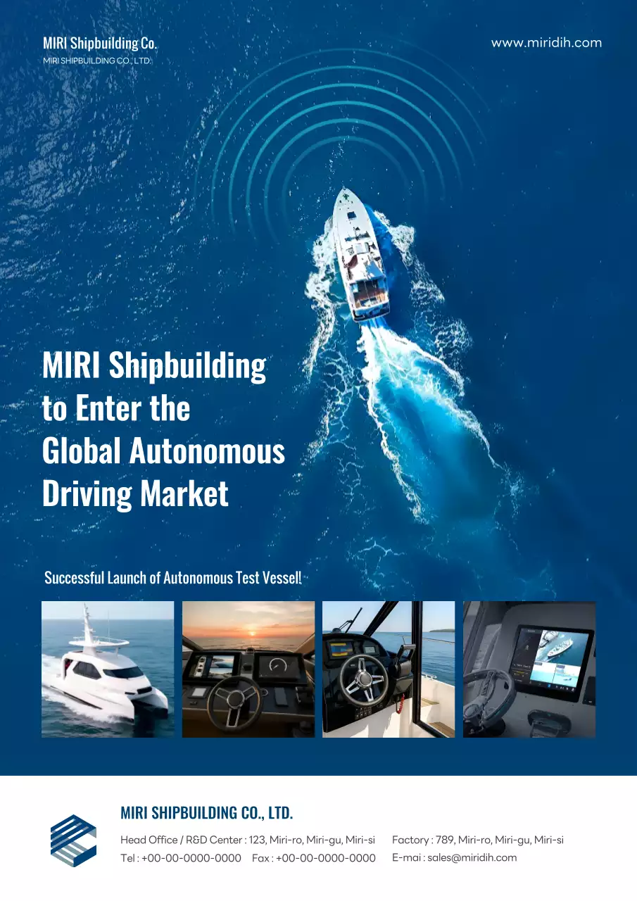 blue modern autonomous ship announcement