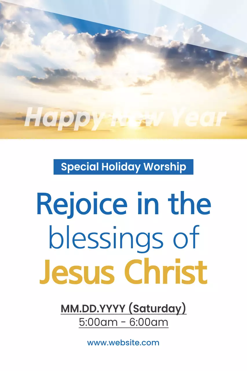 Yellow Simple Worship Announcement Poster