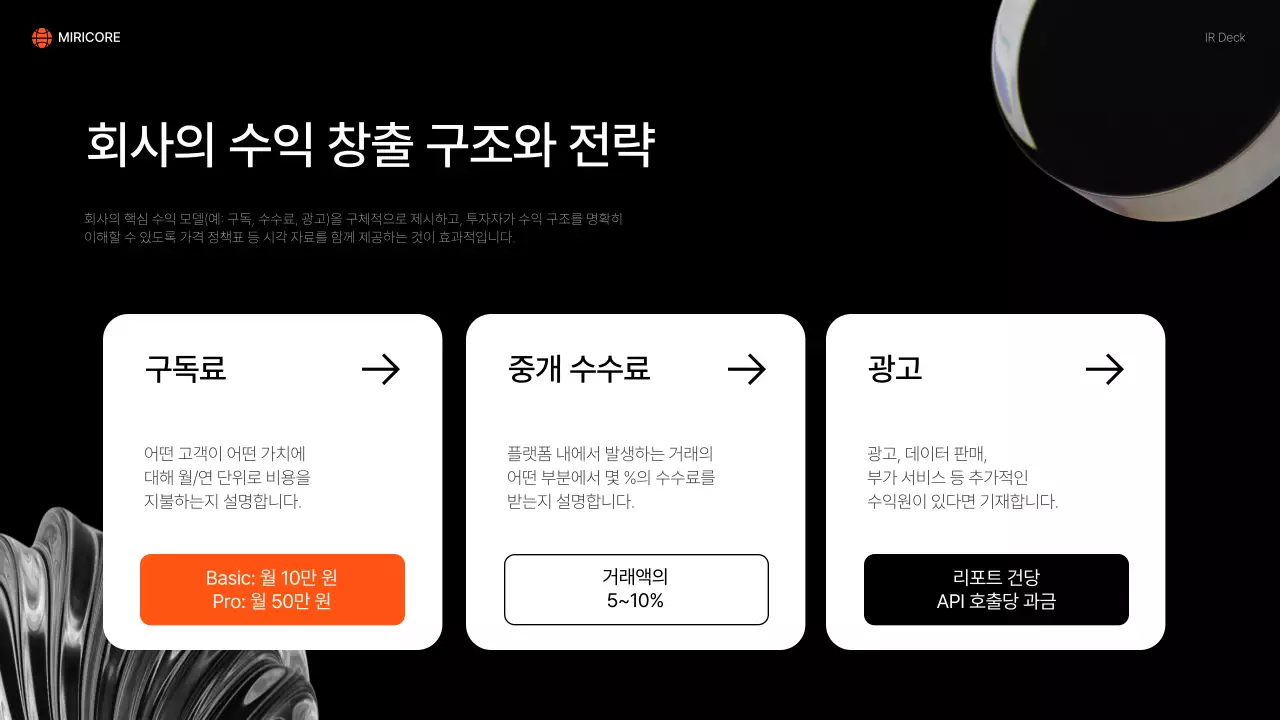 주황 모던 IR 자료 홍보