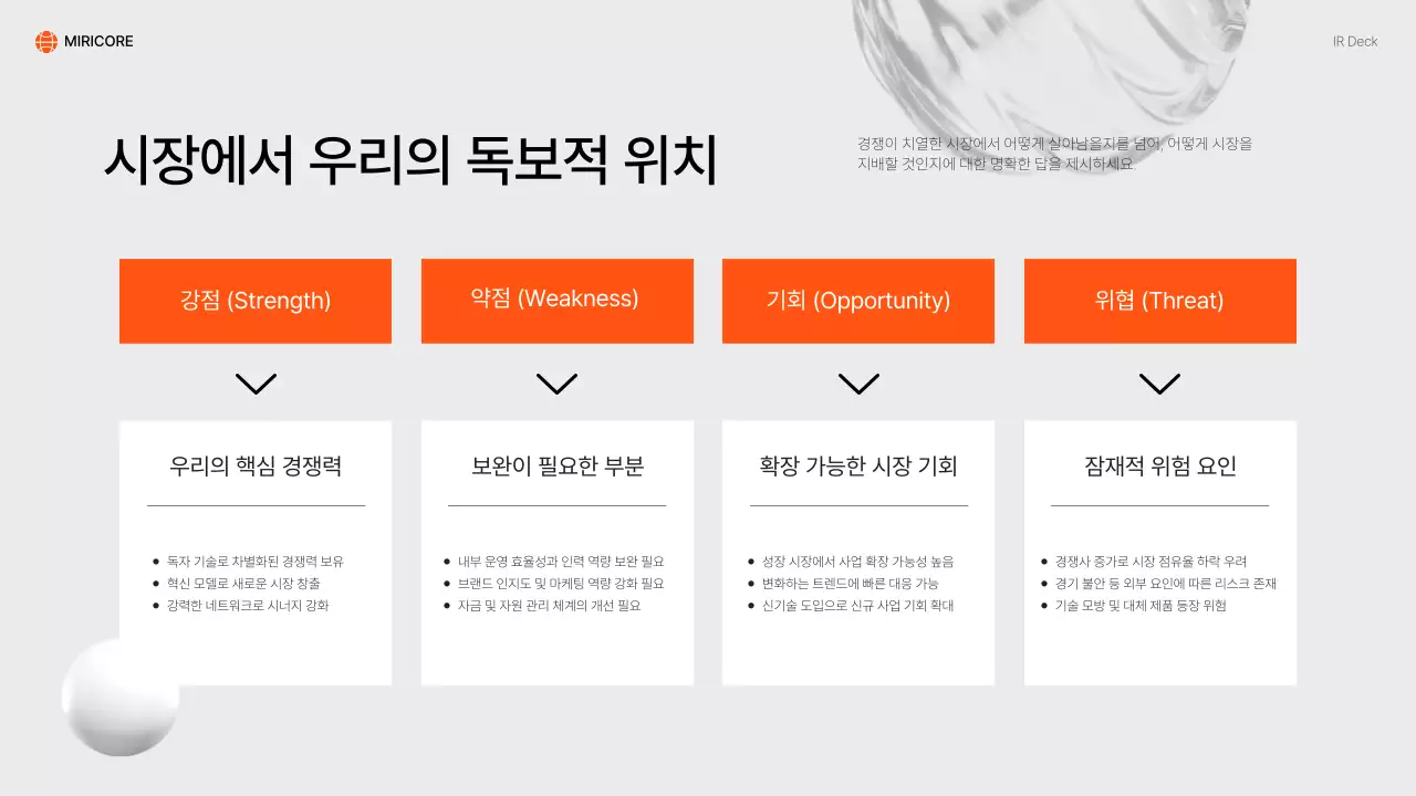 주황 모던 IR 자료 홍보