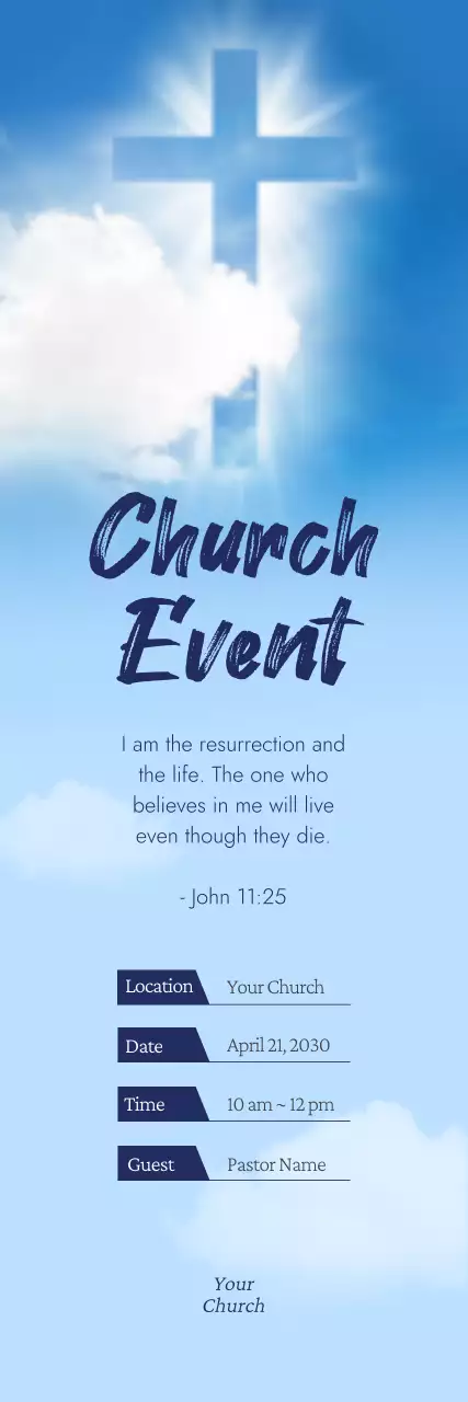 convite elegante azul para igreja