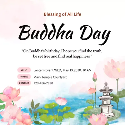Pink Cultural Buddha Event Promotion Social Media Post