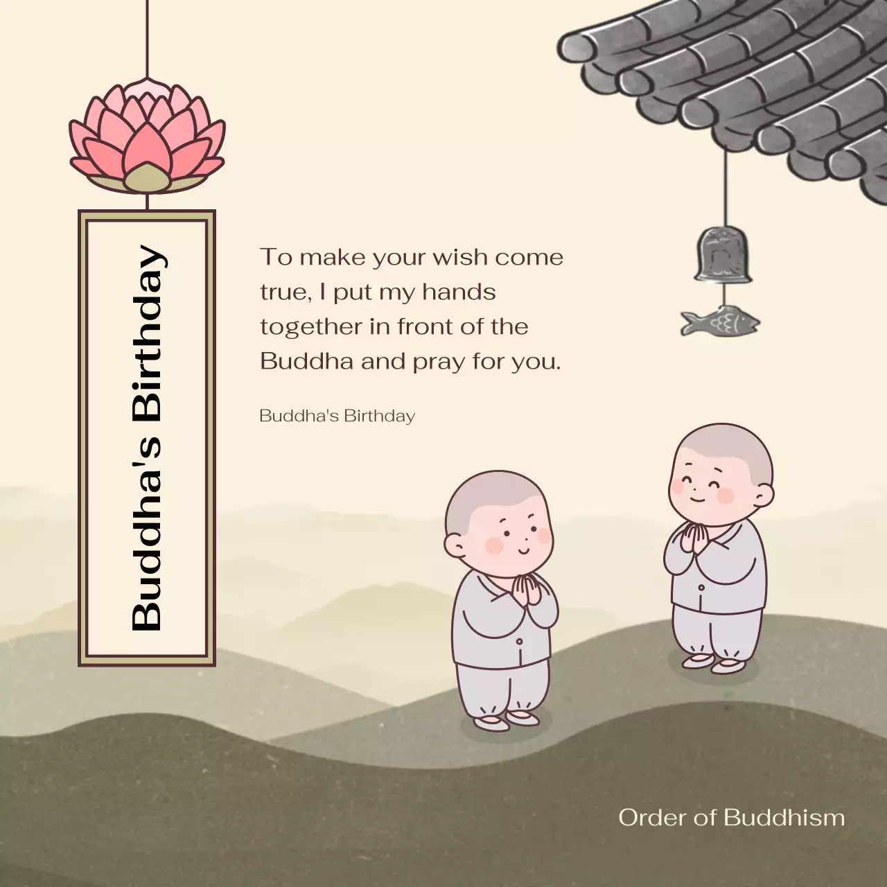 Beige Traditional Buddhism Announcement Social Media Post