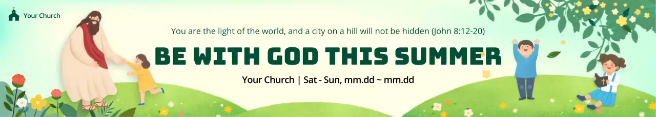 Summer vibe with warm green chartreuse colors Bible school in a field