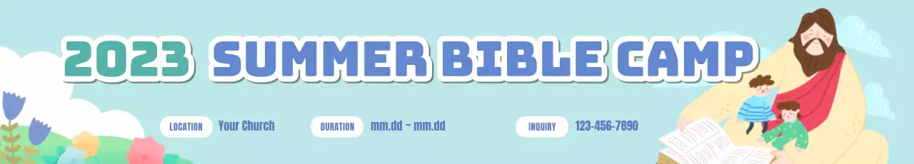Summer Bible School announcement with light blue background