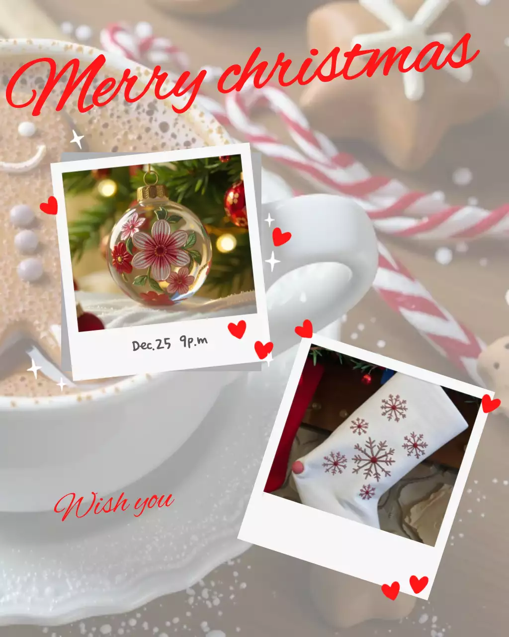 red festive Christmas greetings card