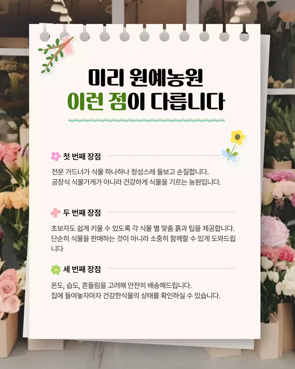 베이지 심플 원예 안내