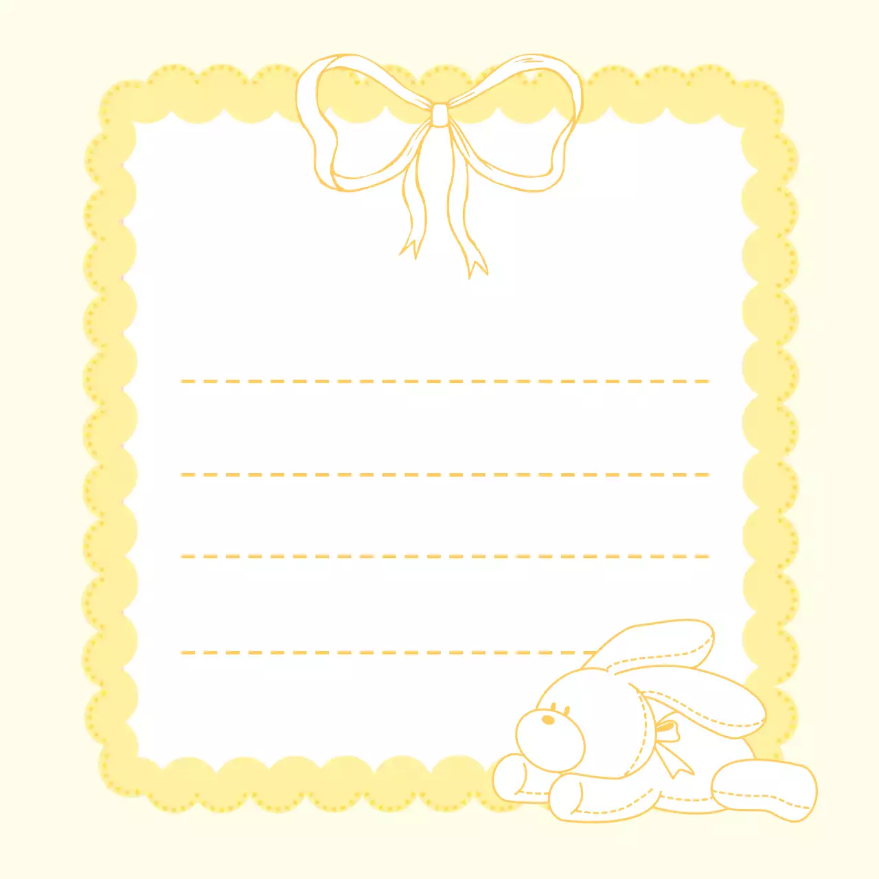 노랑 아기자기한 토끼 리본 문구