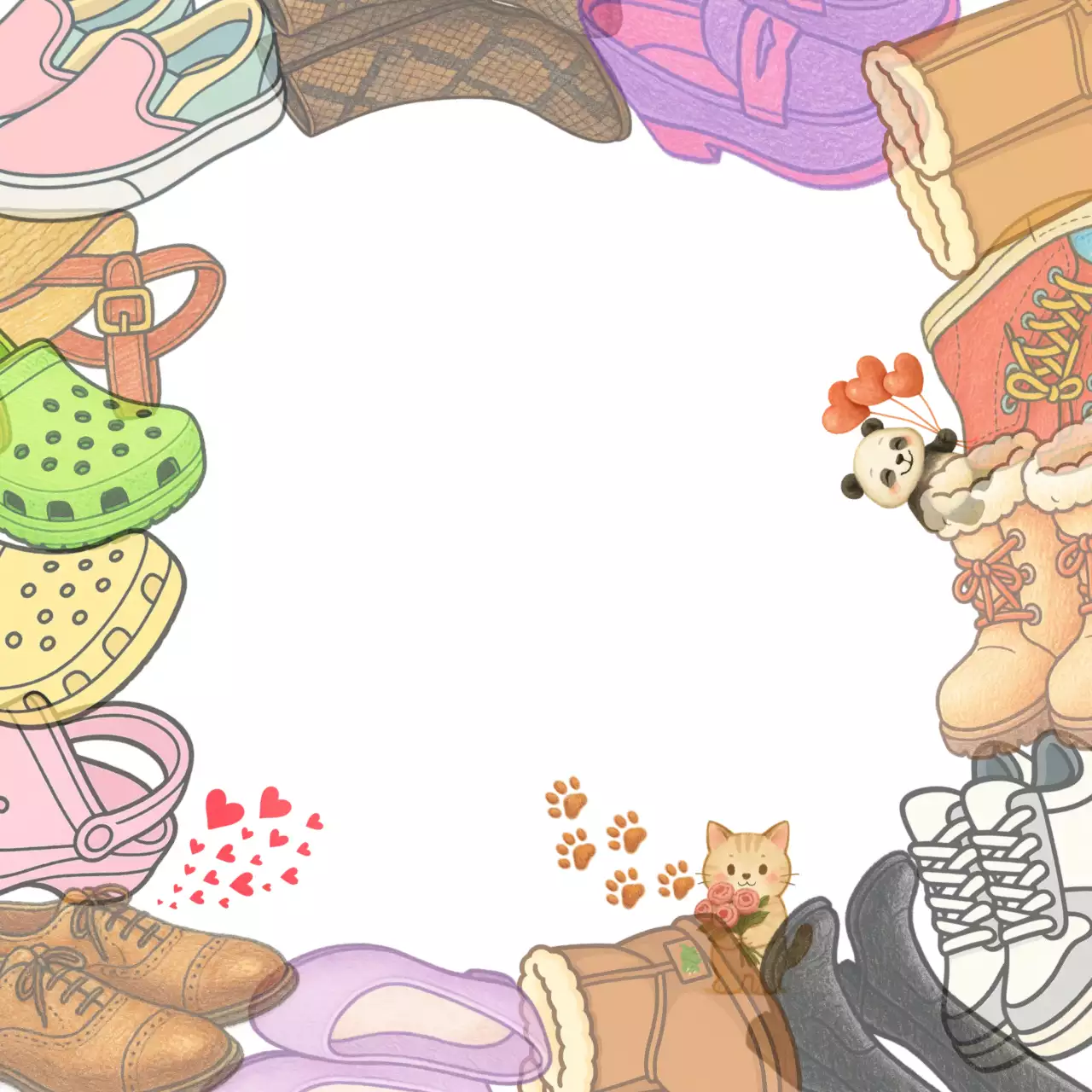 무지개빛 컬러플 다양한 패션의 완성은 신발이지 포토프레임