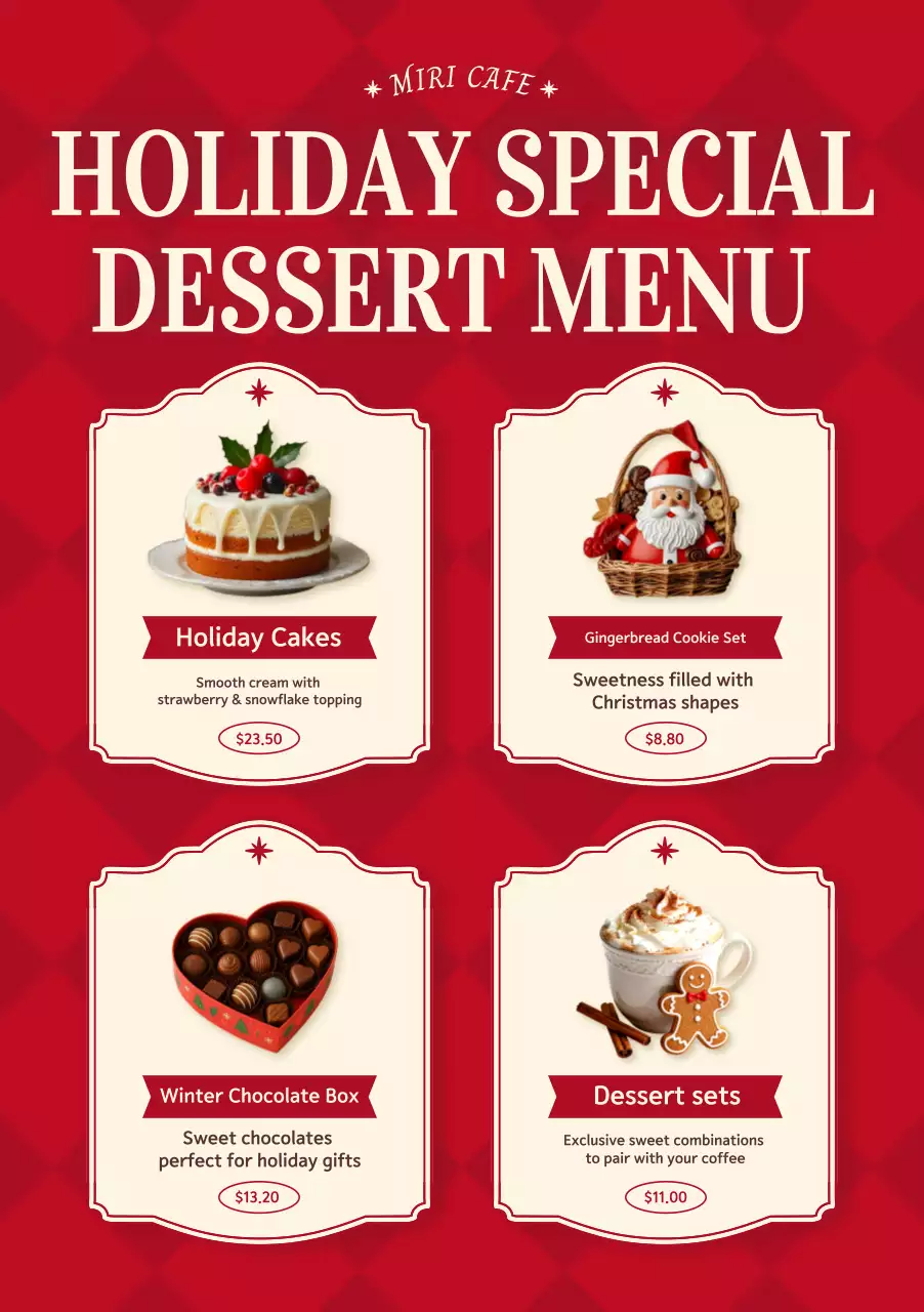 Khuyến mãi thực đơn tráng miệng Red Vintage
