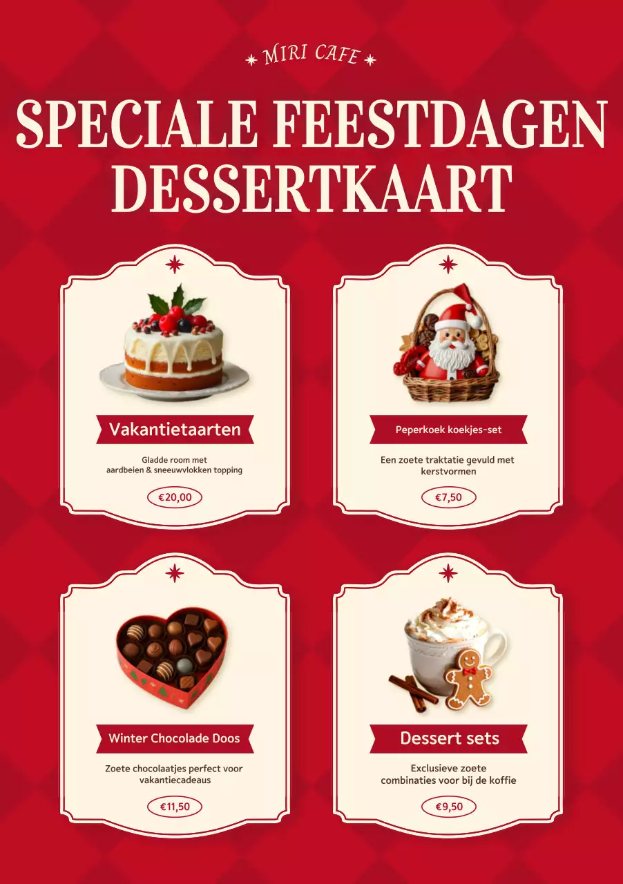 Promotie van het rode vintage dessertmenu