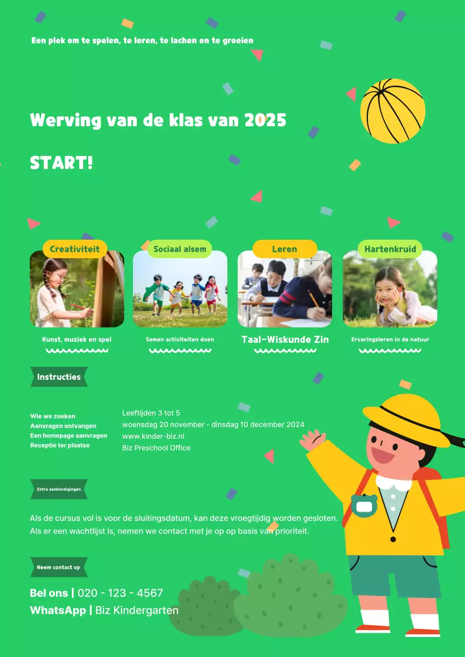 Werving Groene Baby Kleuterschool