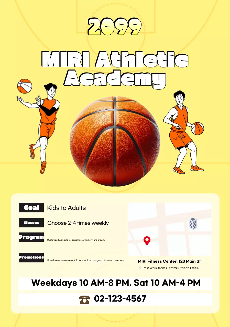 Quảng cáo Học viện thể thao Retro màu vàng