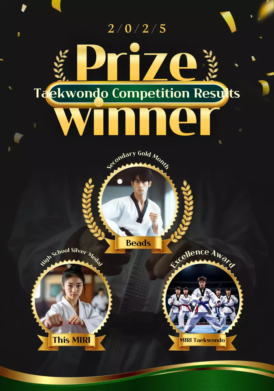 Huy chương Taekwondo cổ điển màu đen