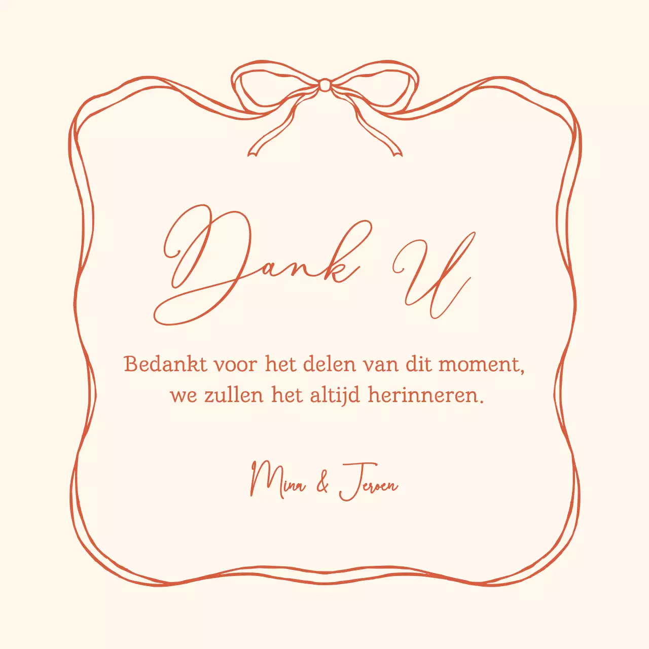 Beige eenvoudige bedankkaart