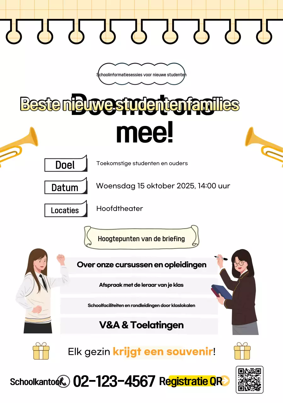 Gele eenvoudige schoolinformatiesessiegids