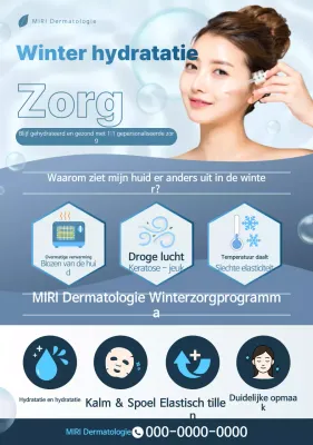 Reclame voor hemelsblauwe, schone huidverzorging