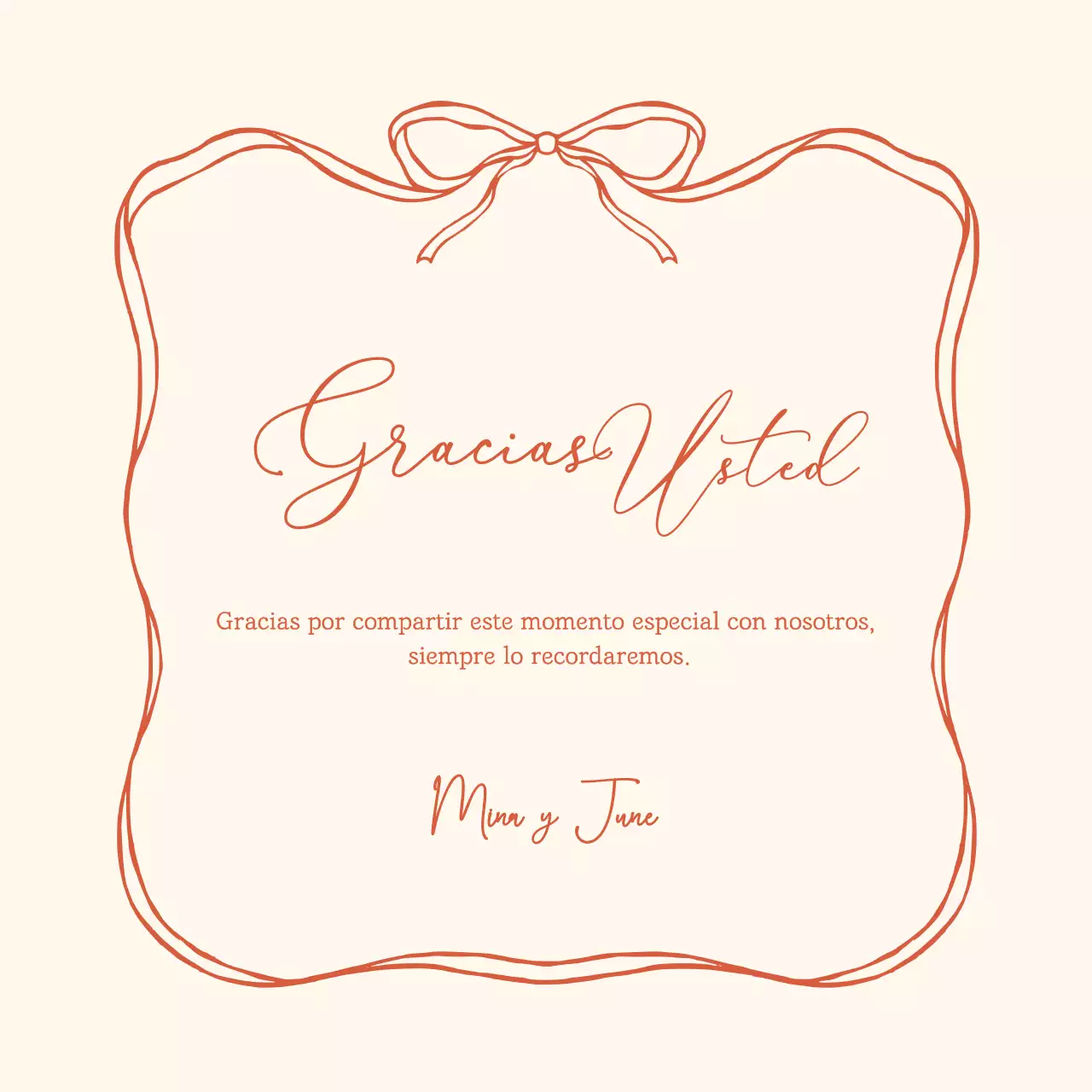 Postal de agradecimiento sencilla en color beige
