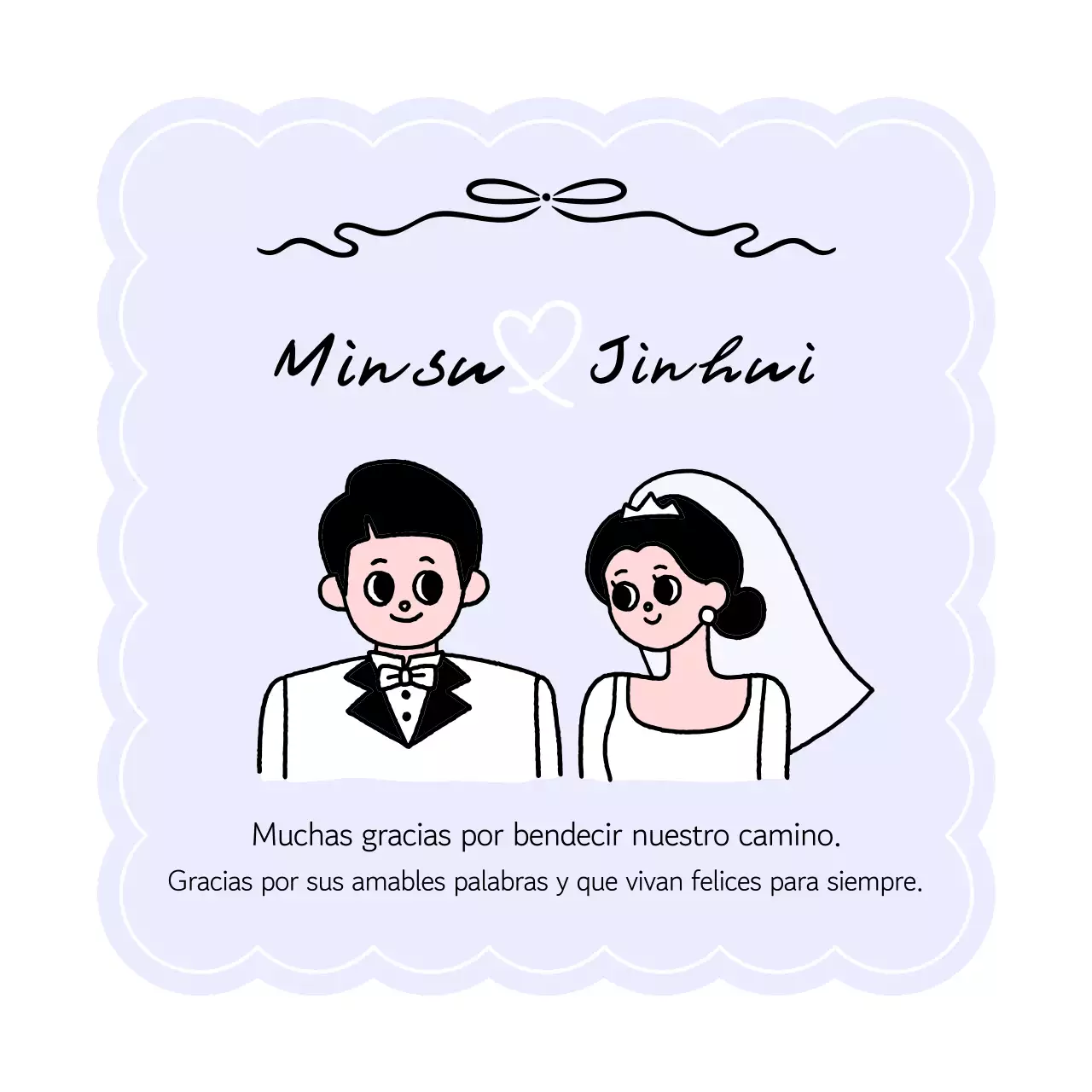 Una linda y encantadora invitación de boda en color lila.