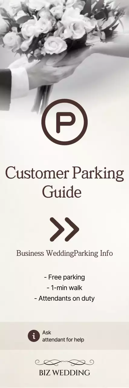 Guia de estacionamento para casamento simples em preto e branco