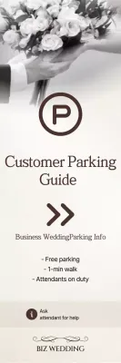 Guia de estacionamento para casamento simples em preto e branco