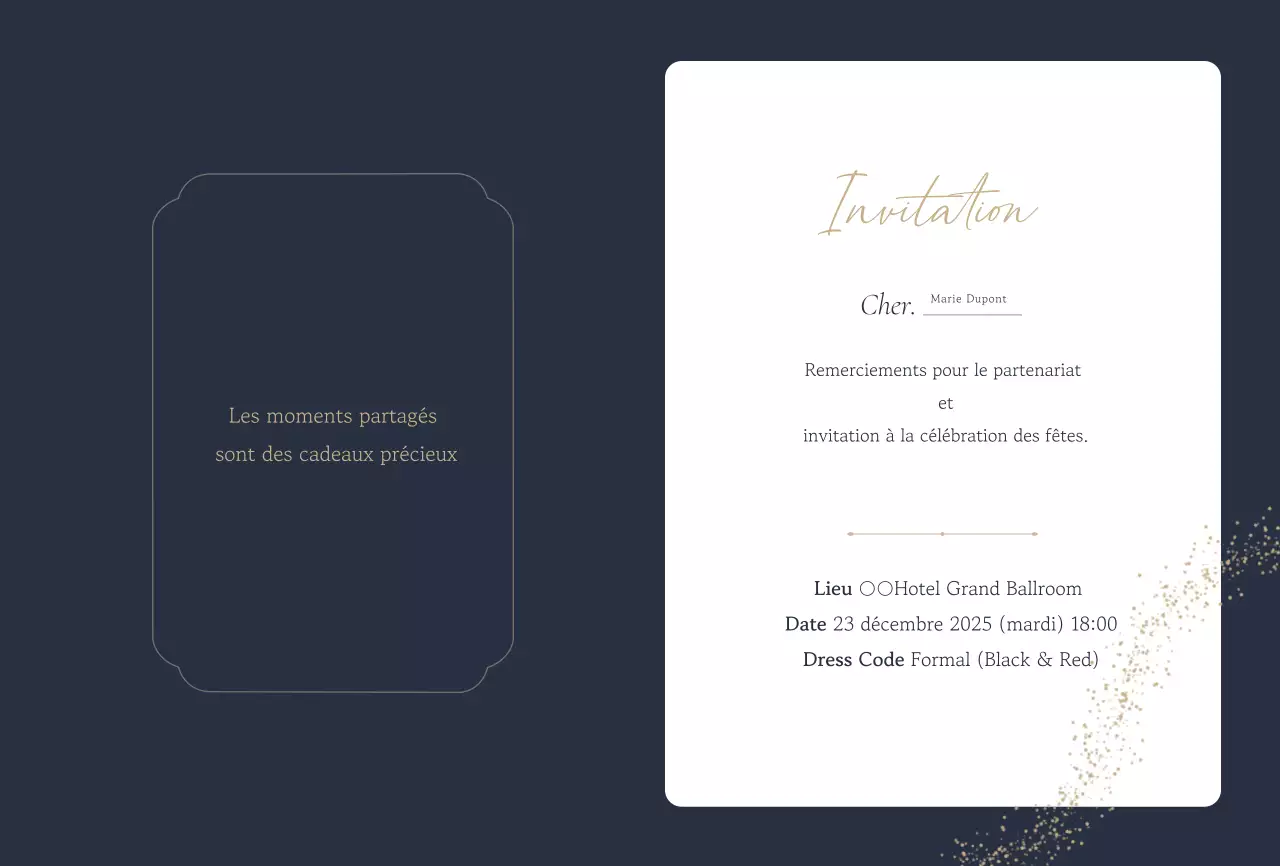 Invitation de fête élégante bleu marine