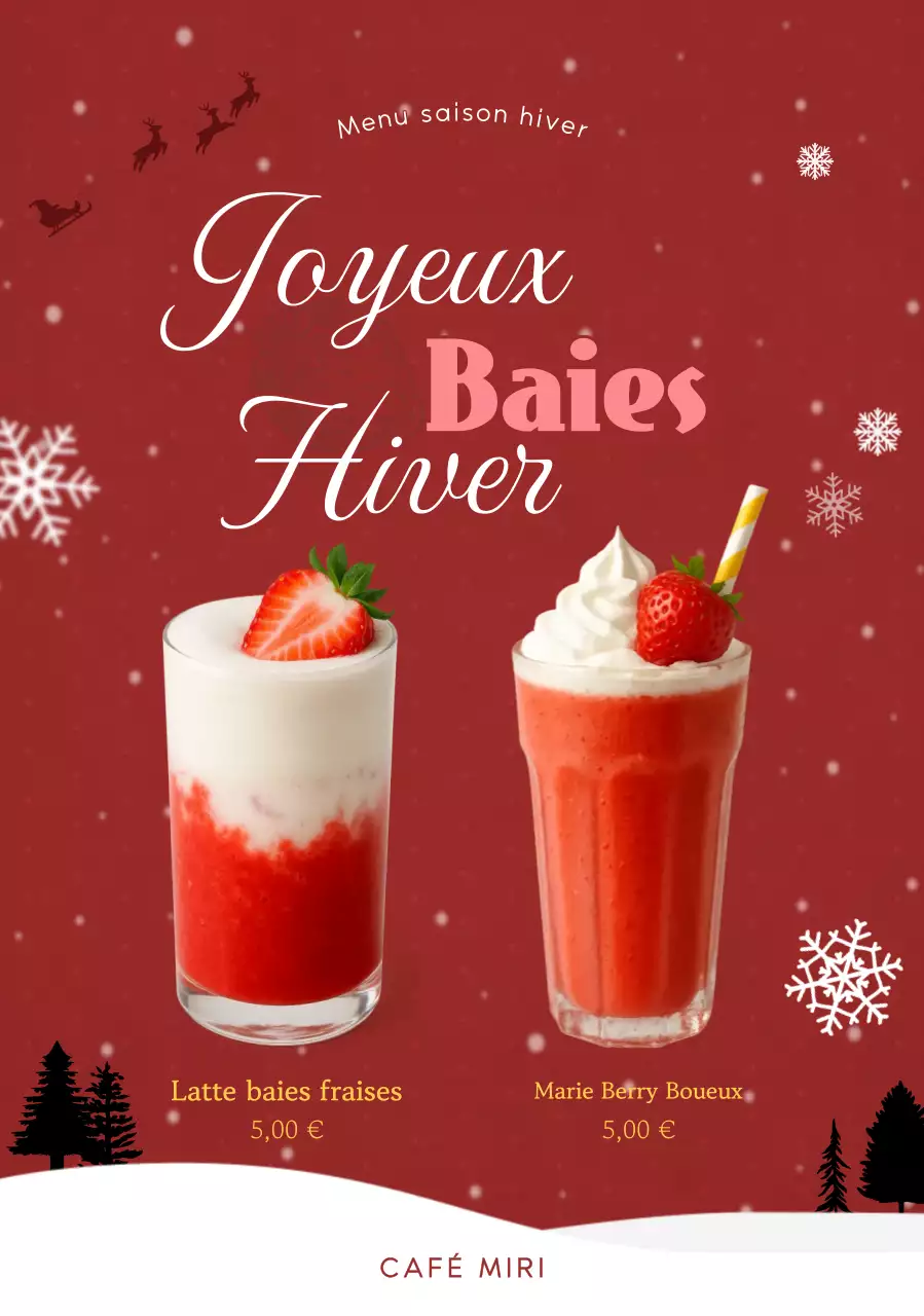 Promotion du menu d'hiver simple et rouge